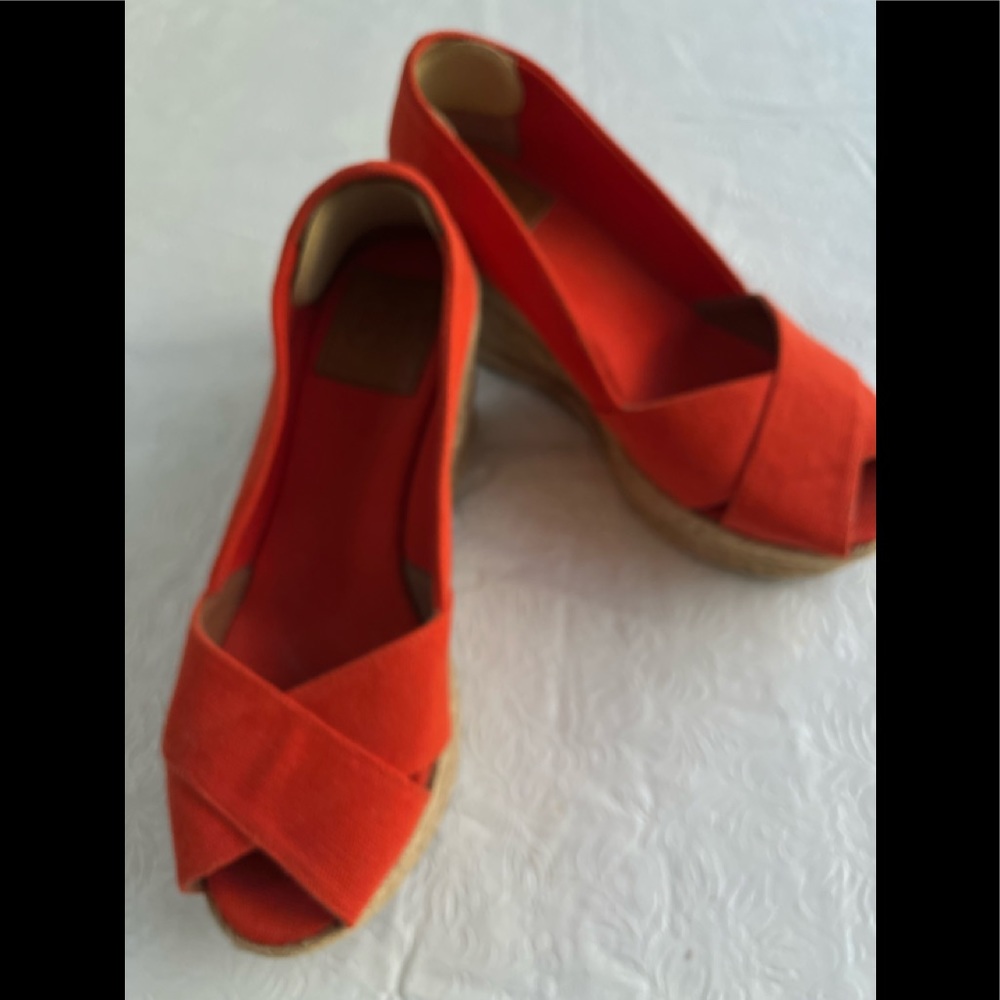 Tory Burch Orange Canvas Espadrilles size 7B